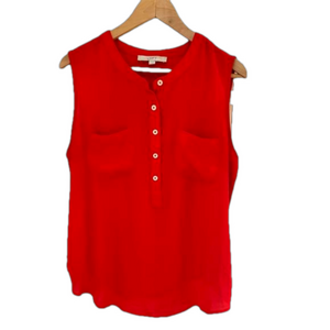 Loft sleeveless orange red blouse. Size L